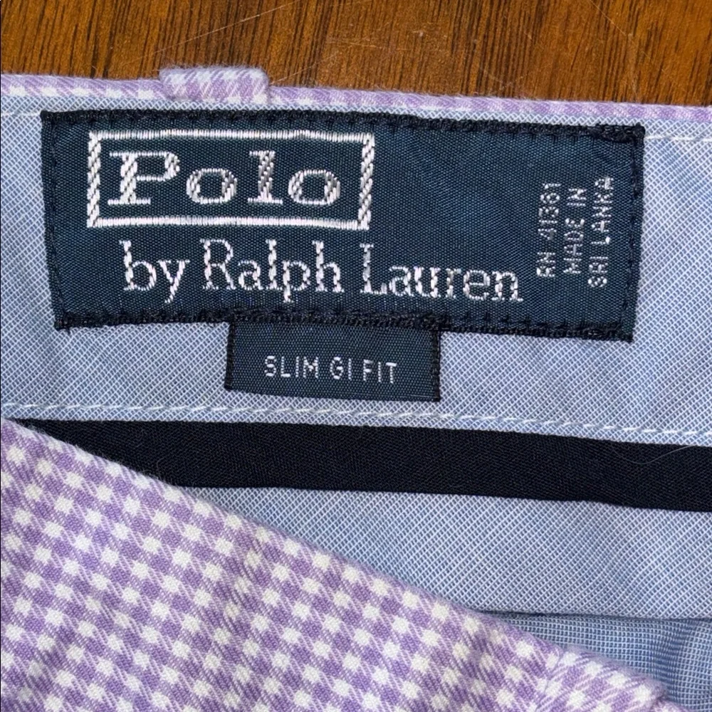 Polo Ralph Lauren Lavender Micro Gingham/Checkered Slim Fit 5 Pocket Short W/36